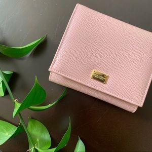 Dolce & Gabbana Blush pink trifold leather wallet